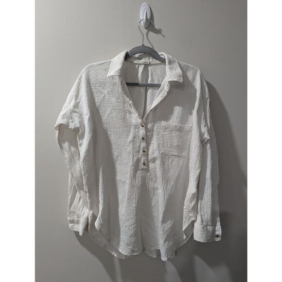 Pilcro and the Letterpress Anthropologie Textured Button Front Top - Picture 1 of 4